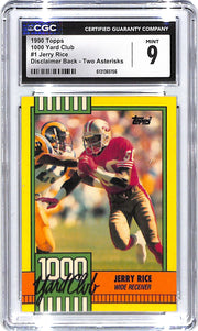 1990 Jerry Rice Topps 1000 Yard Club Two Asterisks #1 CGC Mint 9