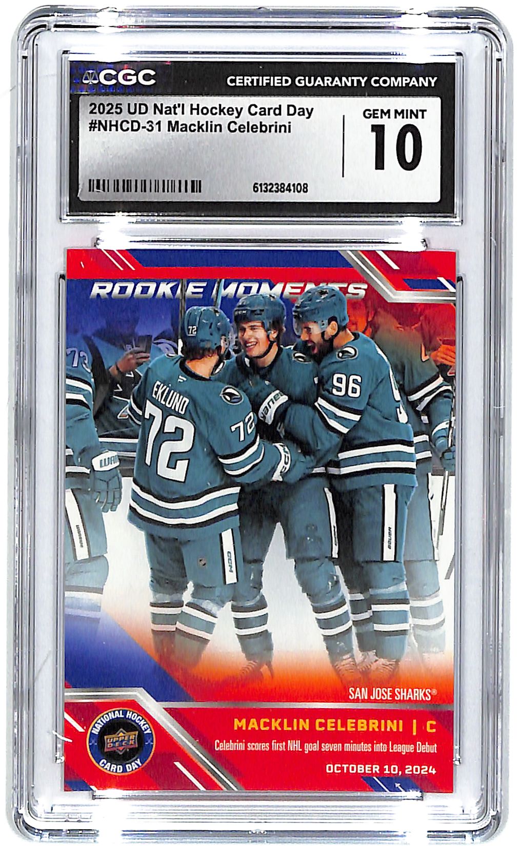 2025 Macklin Celebrini Upper Deck National Hockey Day #NHCD-13 CGC Gem Mint 10