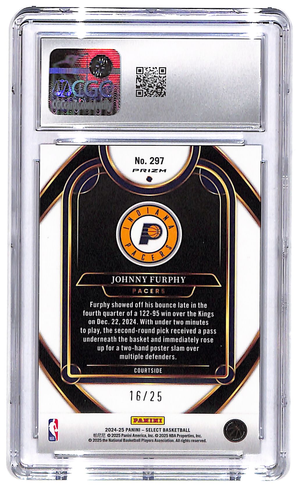 2024-25 Johnny Furphy Panini Select #297 Tie-Die #16/25 CGC Mint Plus 9.5