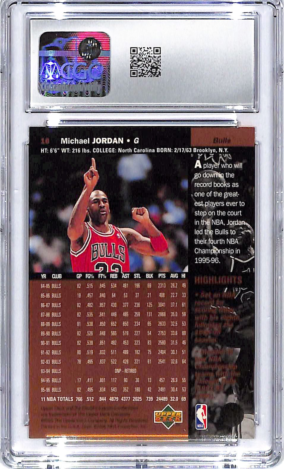 1996-97 Michael Jordan Upper Deck #16 CGC Mint Plus 9.5