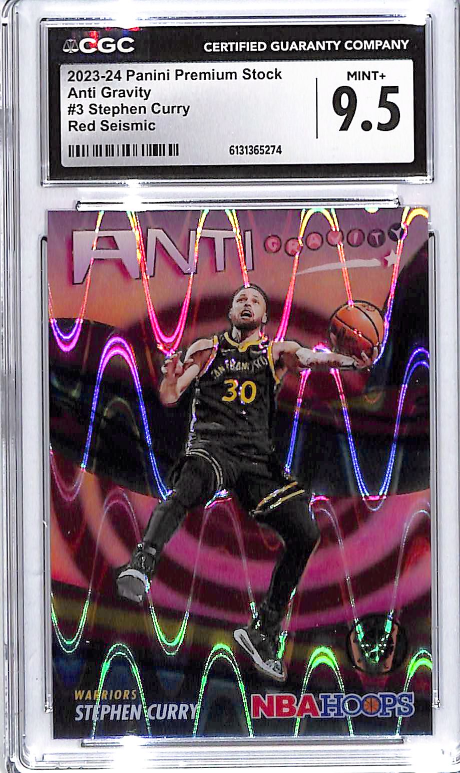 2023-24 Stephen Curry Panini Premium Stock Anti Gravity #3 Red Seismic CGC Mint Plus 9.5