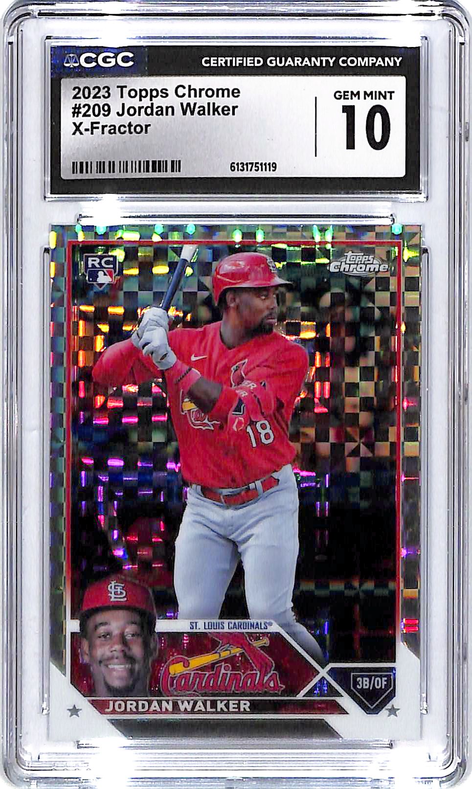 2023 Jordan Walker Topps Chrome X-Fractor #209 CGC Gem Mint 10