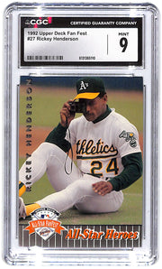 1992 Rickey Henderson Upper Deck Fan Fest #27 CGC Mint 9