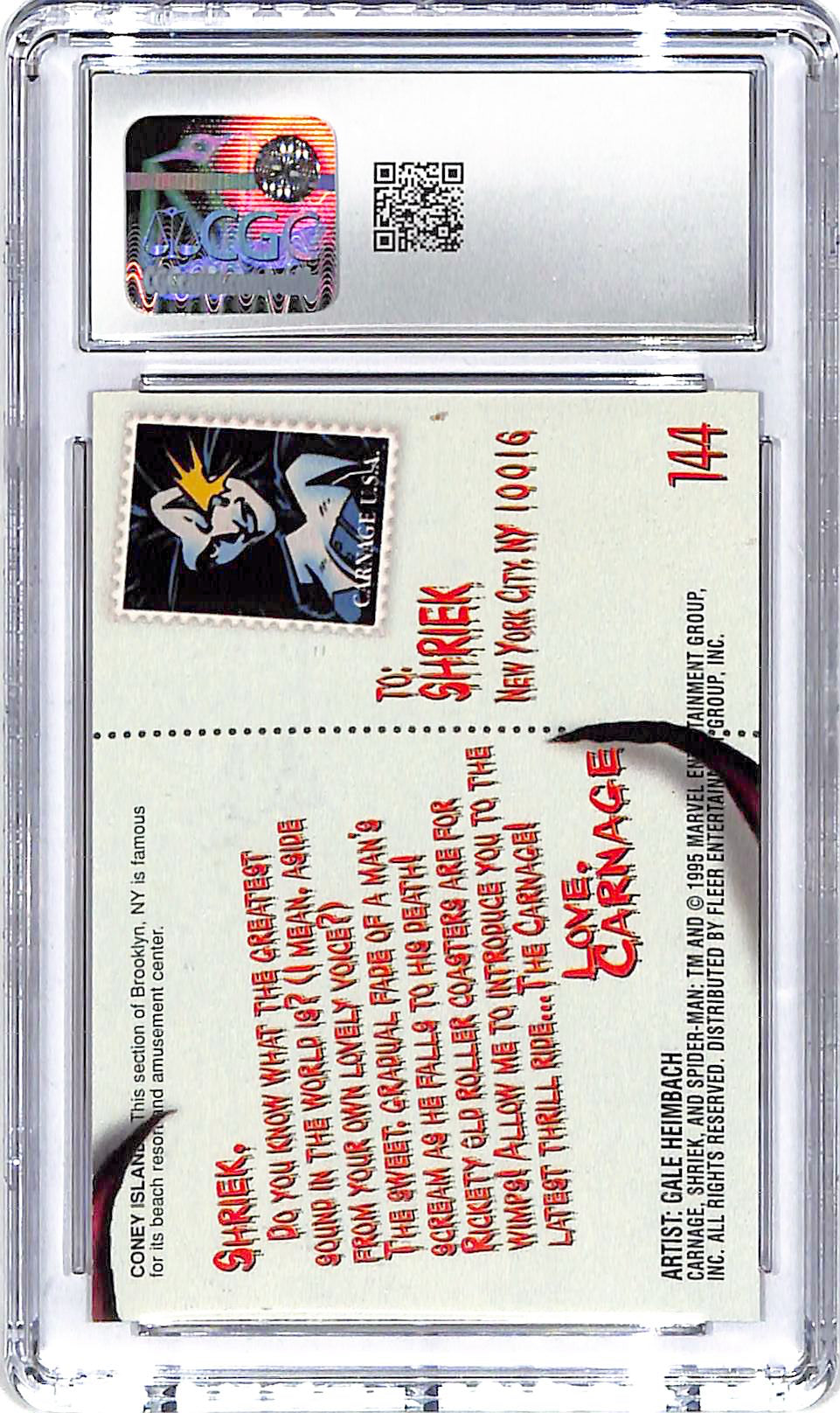 1995 Coney Island Fleer Ultra Spider-Man Gold Foil #144 CGC Gem Mint 10