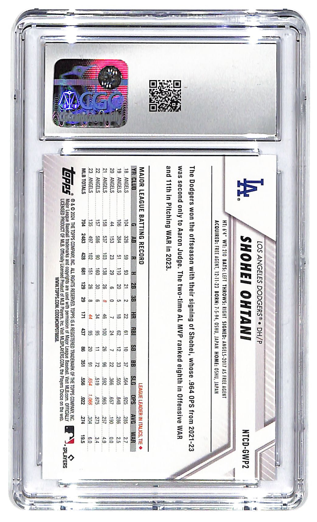 2024 Shohei Ohtani Topps National #NTCD-GWP2 CGC Gem Mint 10