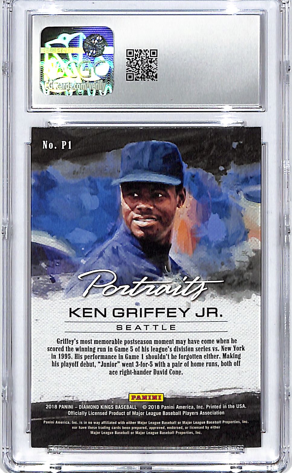 2018 Diamond Kings Ken Griffey Jr Portraits CGC 9.5 Mariners