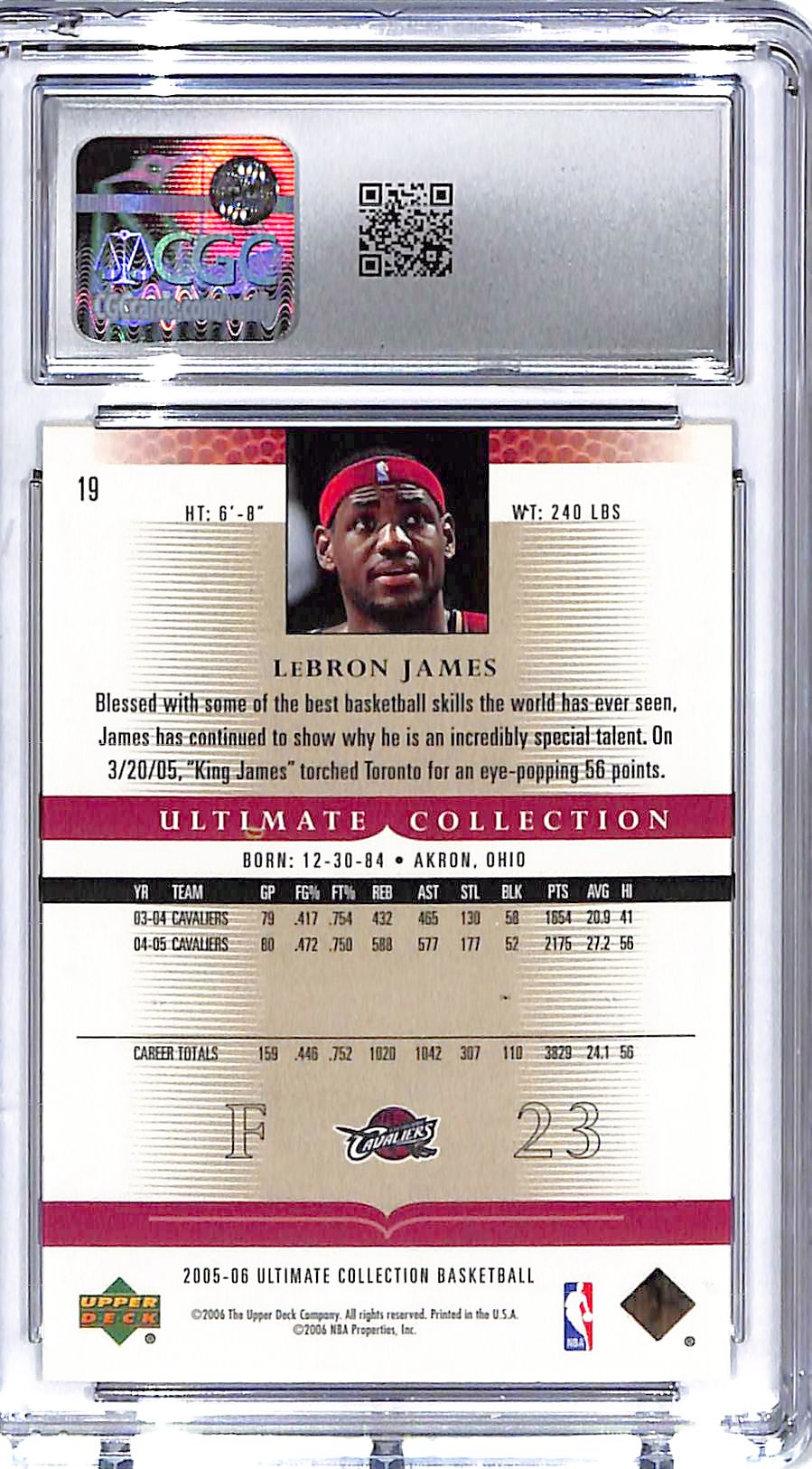 2005-06 LeBron James Upper Deck Ultimate Collection #19 CGC Gem Mint 10