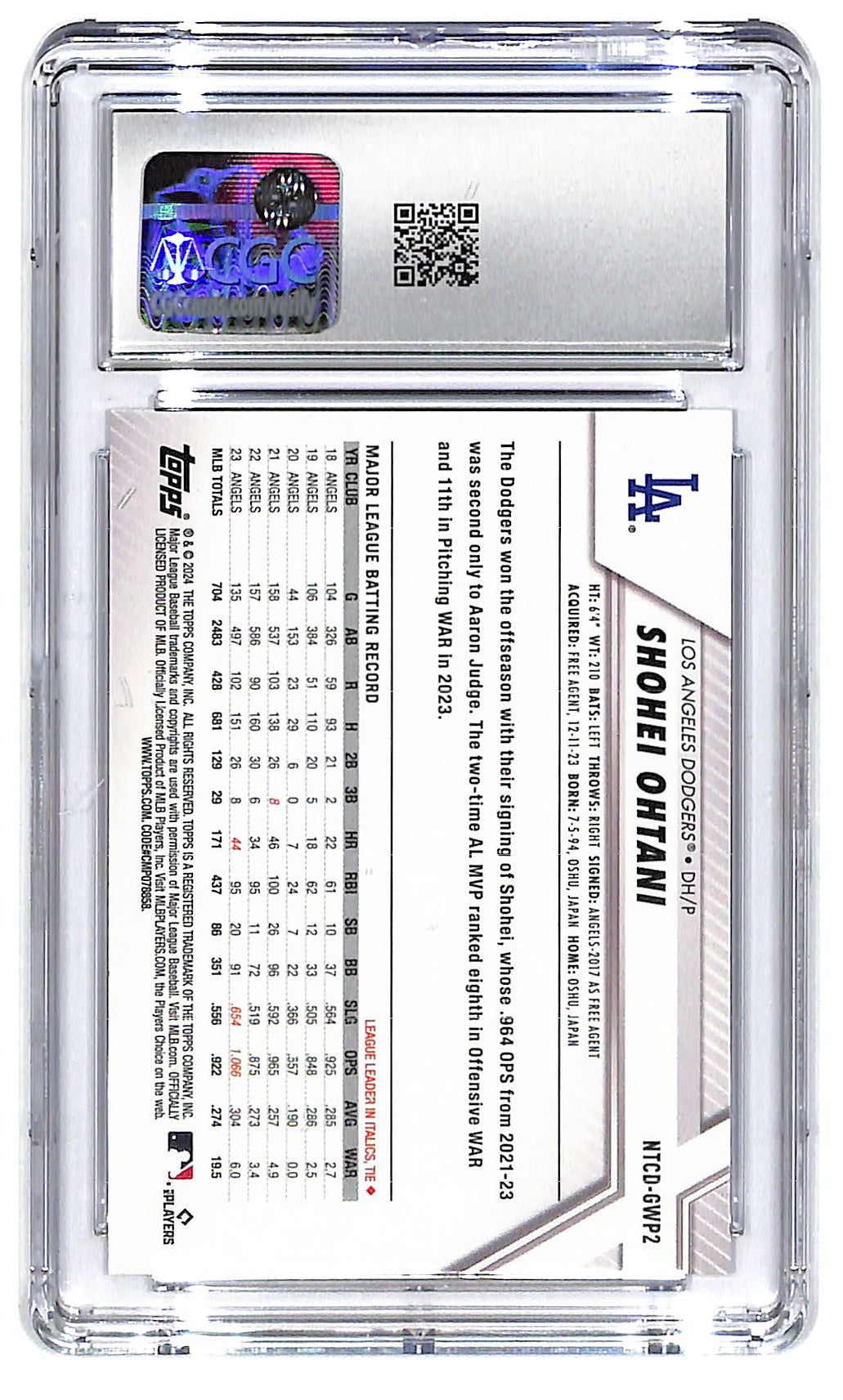 2024 Shohei Ohtani Topps National #NTCD-GWP2 CGC Gem Mint 10