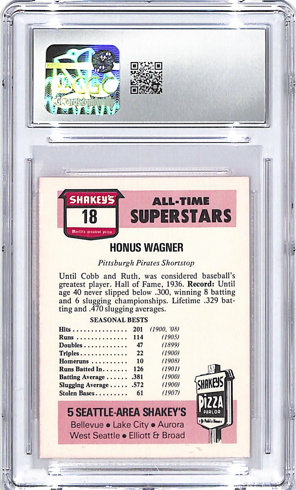 1977 Shakey's Pizza Honus Wagner #18 CGC 8.5 Pirates