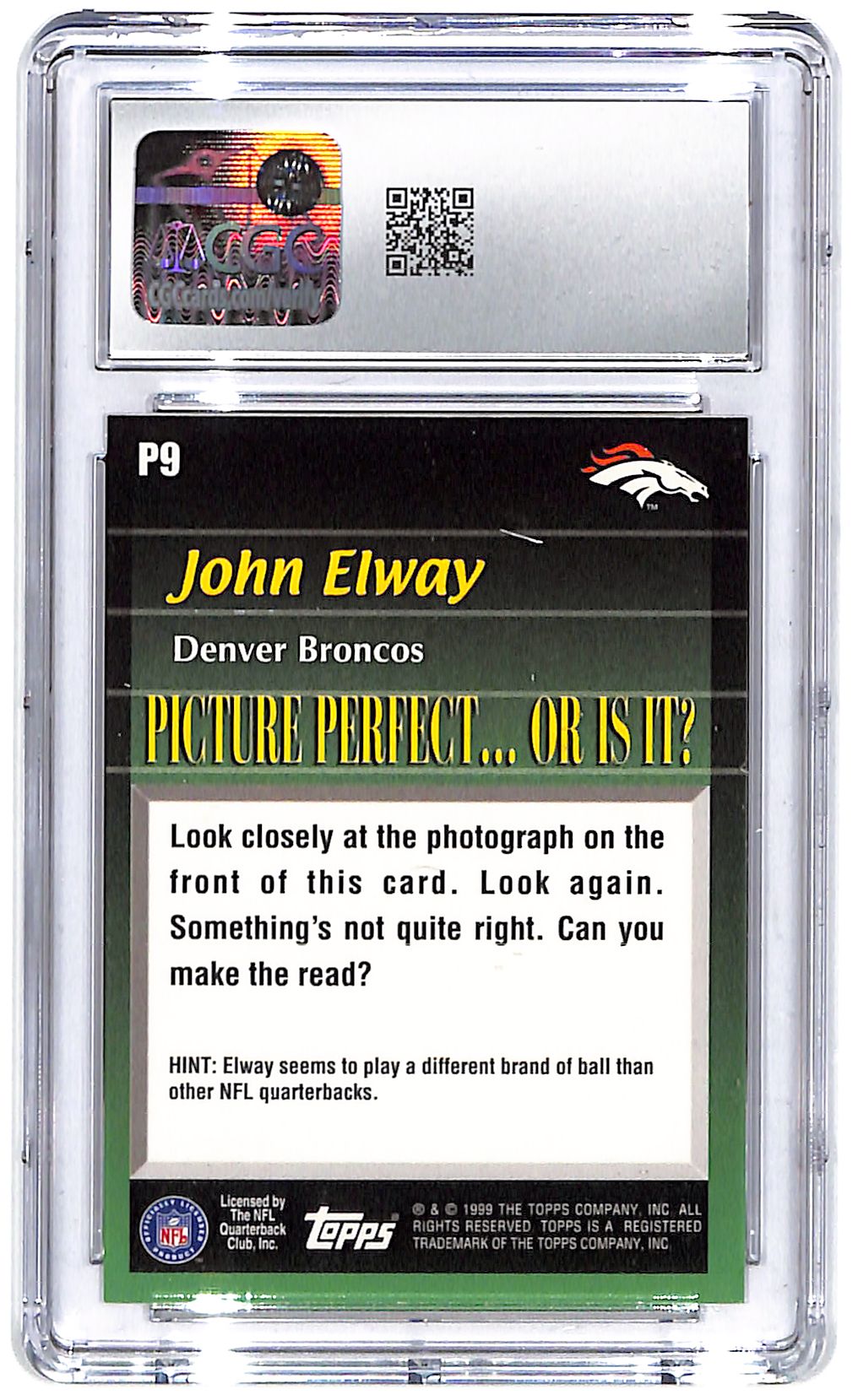 1999 John Elway Topps Picture Perfect #P9 CGC Mint Plus 9.5