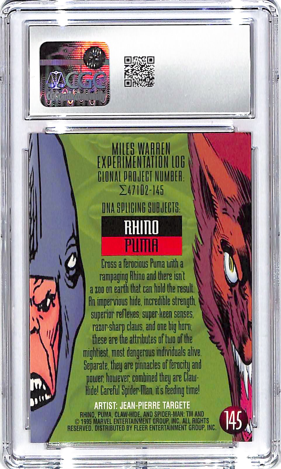 1995 Claw-Hide Fleer Ultra Spider-Man Gold Foil #145 CGC Gem Mint 10
