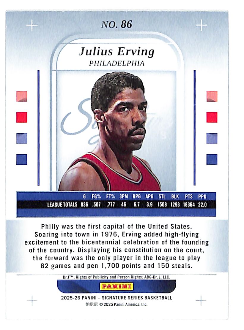 2025-26 Julius Erving Panini Signature Series Gold #10/10 #86