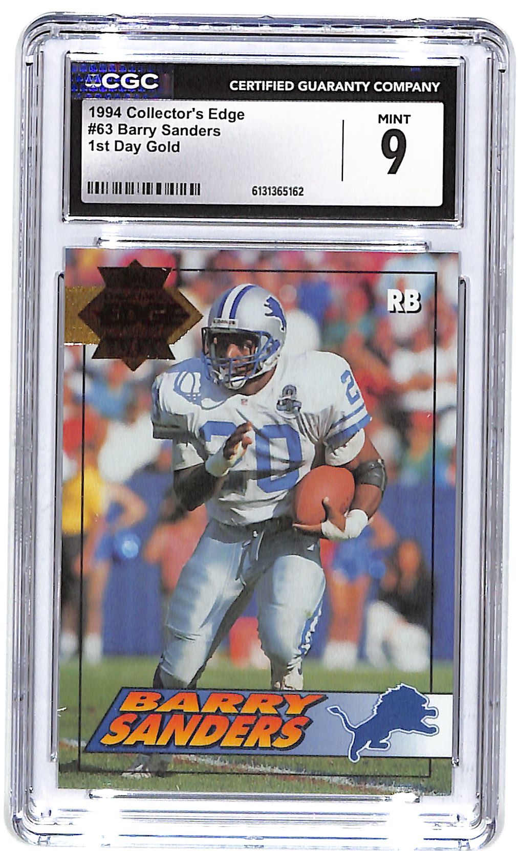 1994 Barry Sanders Collector's Edge 1st Day Gold #63 CGC Mint 9