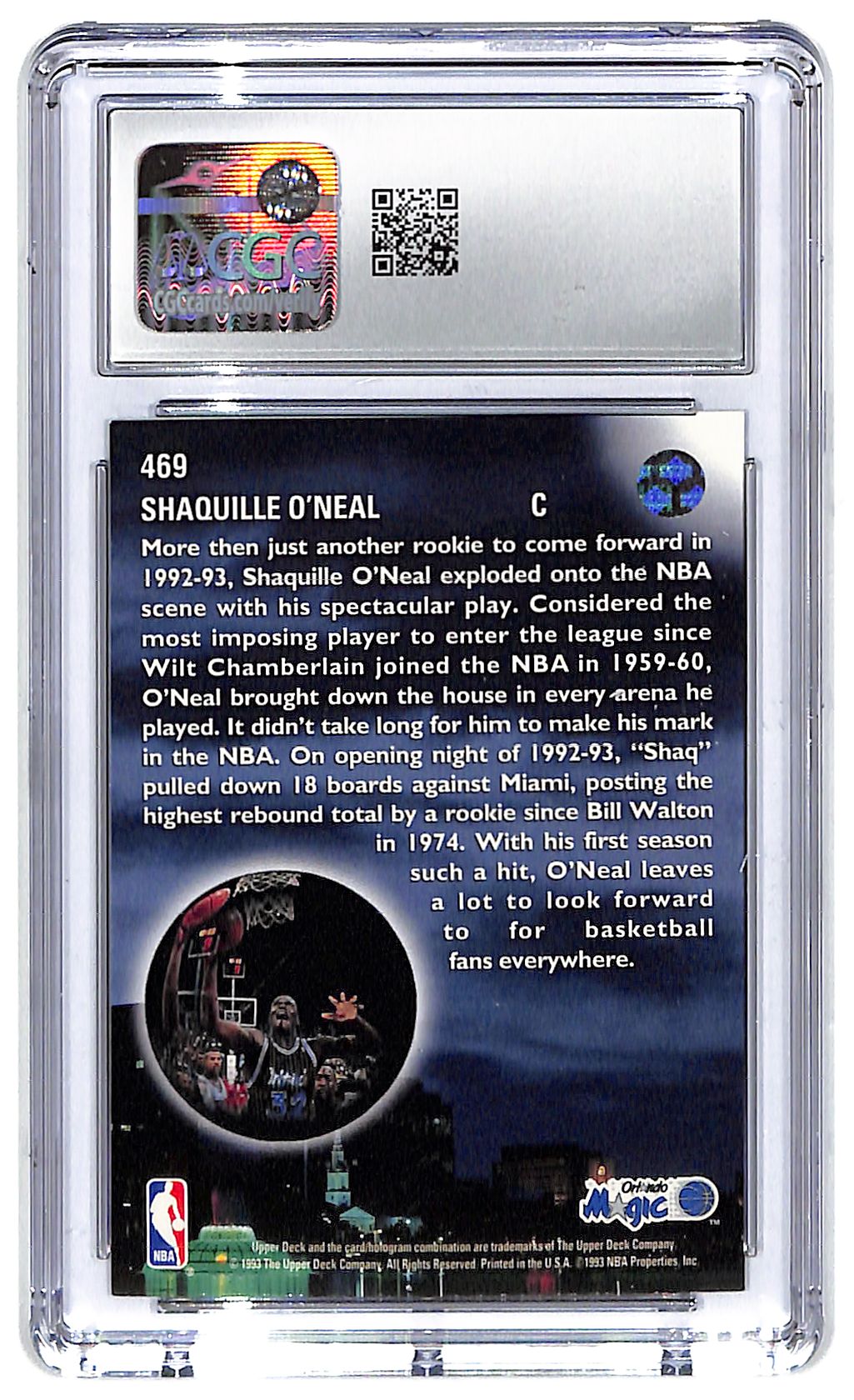 1993/94 Upper Deck Shaquille O'Neal #46 Skylights CGC 9.5