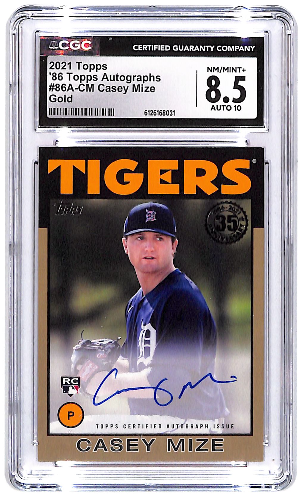 2021 Casey Mize Topps '86 Autographs #86A-CM Gold #11/50 CGC 8.5 JSA Auto 10