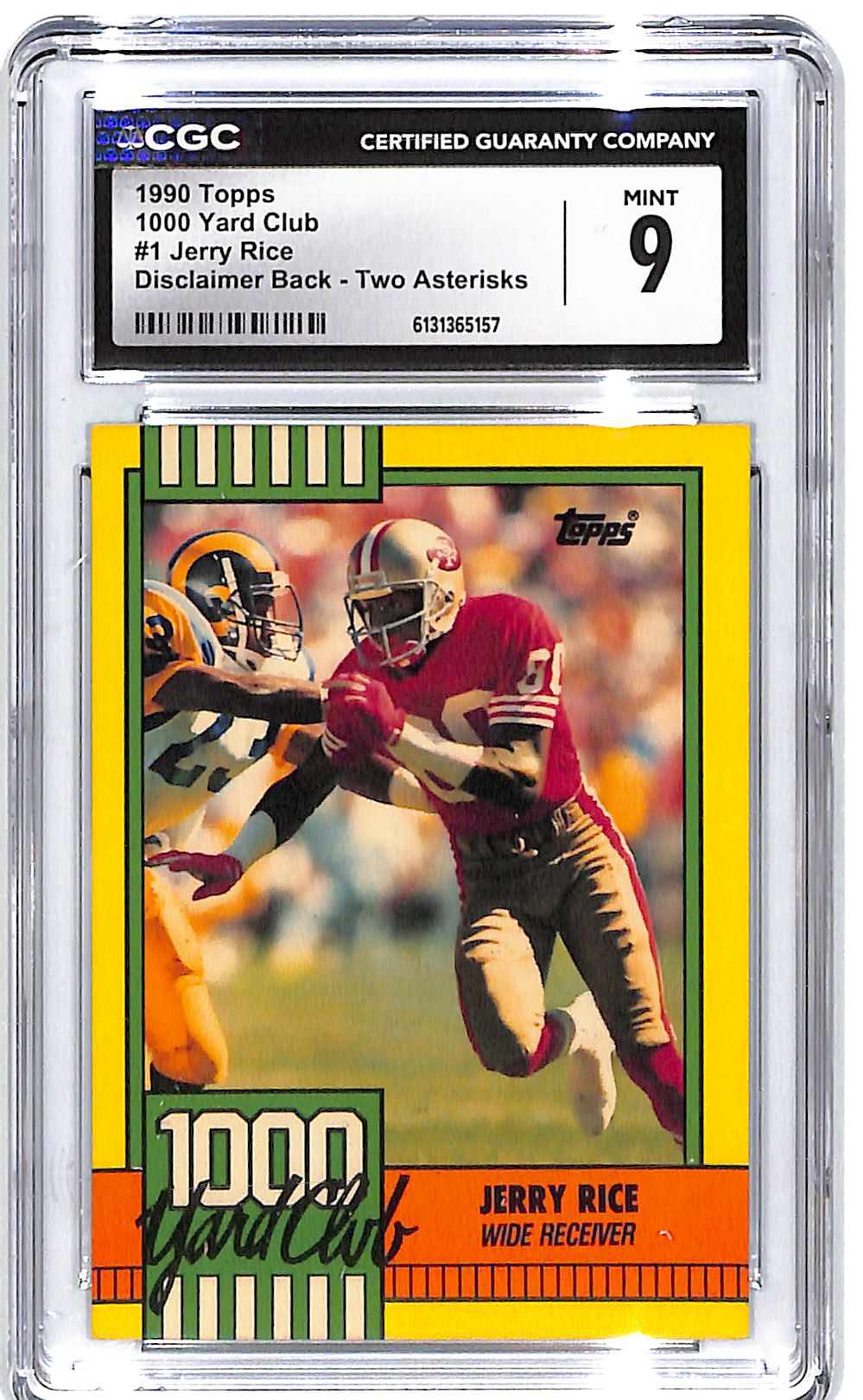 1990 Jerry Rice Topps 1000 Yard Club #1 Two Asterisk CGC Mint 9