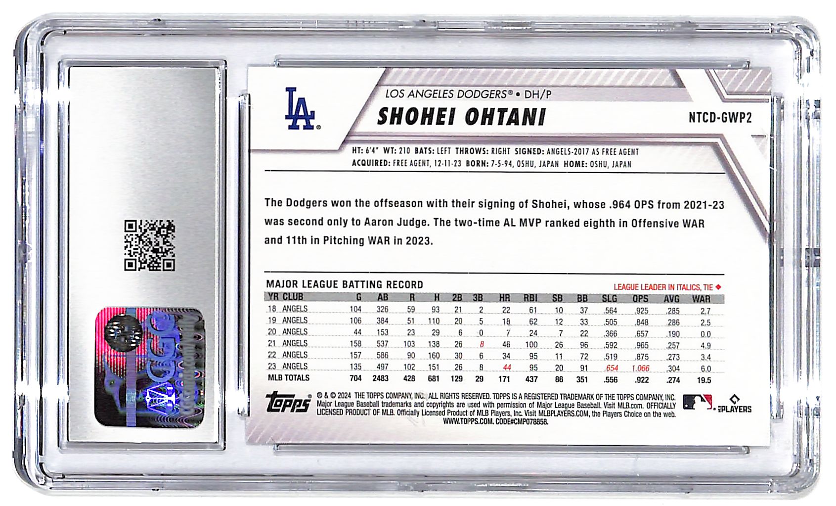 2024 Shohei Ohtani Topps National #NTCD-GWP2 CGC Gem Mint 10