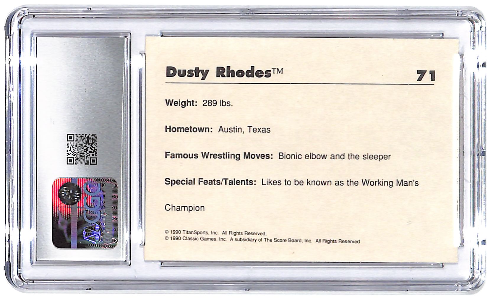 1990 Dusty Rhodes Classic WWF #71 CGC Mint Plus 9.5