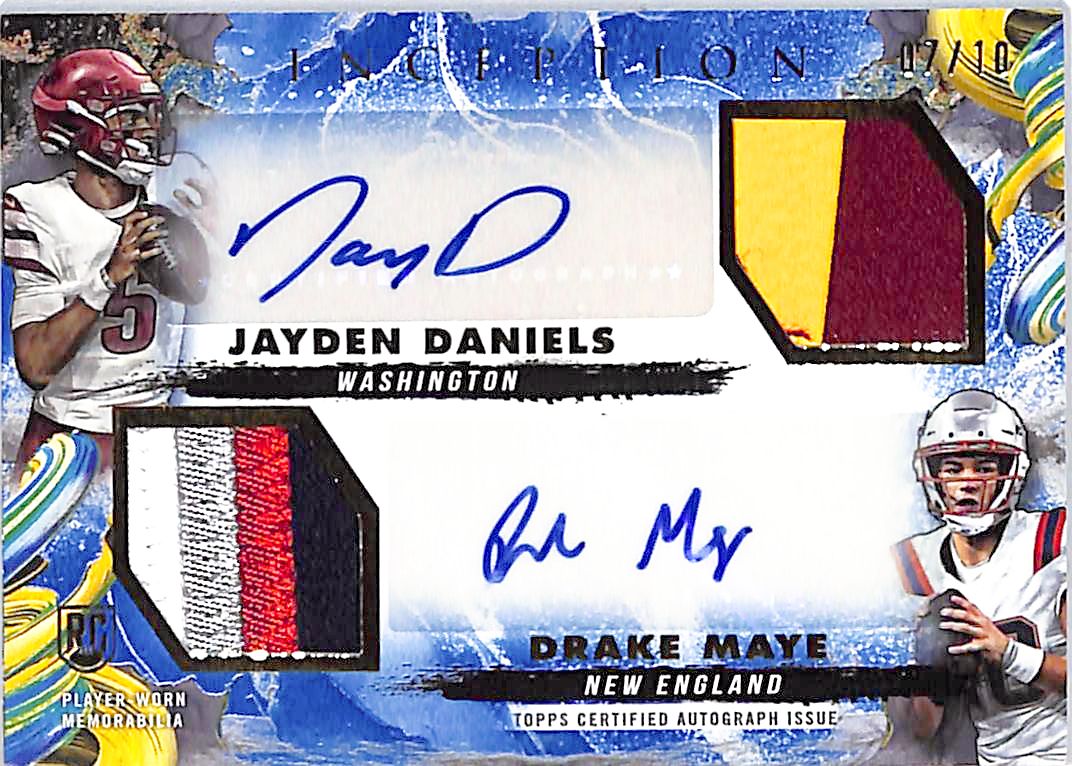 2024 Inception Jayden Daniels Drake Maye Auto Autograph Rookie RC Patch Jersey /10