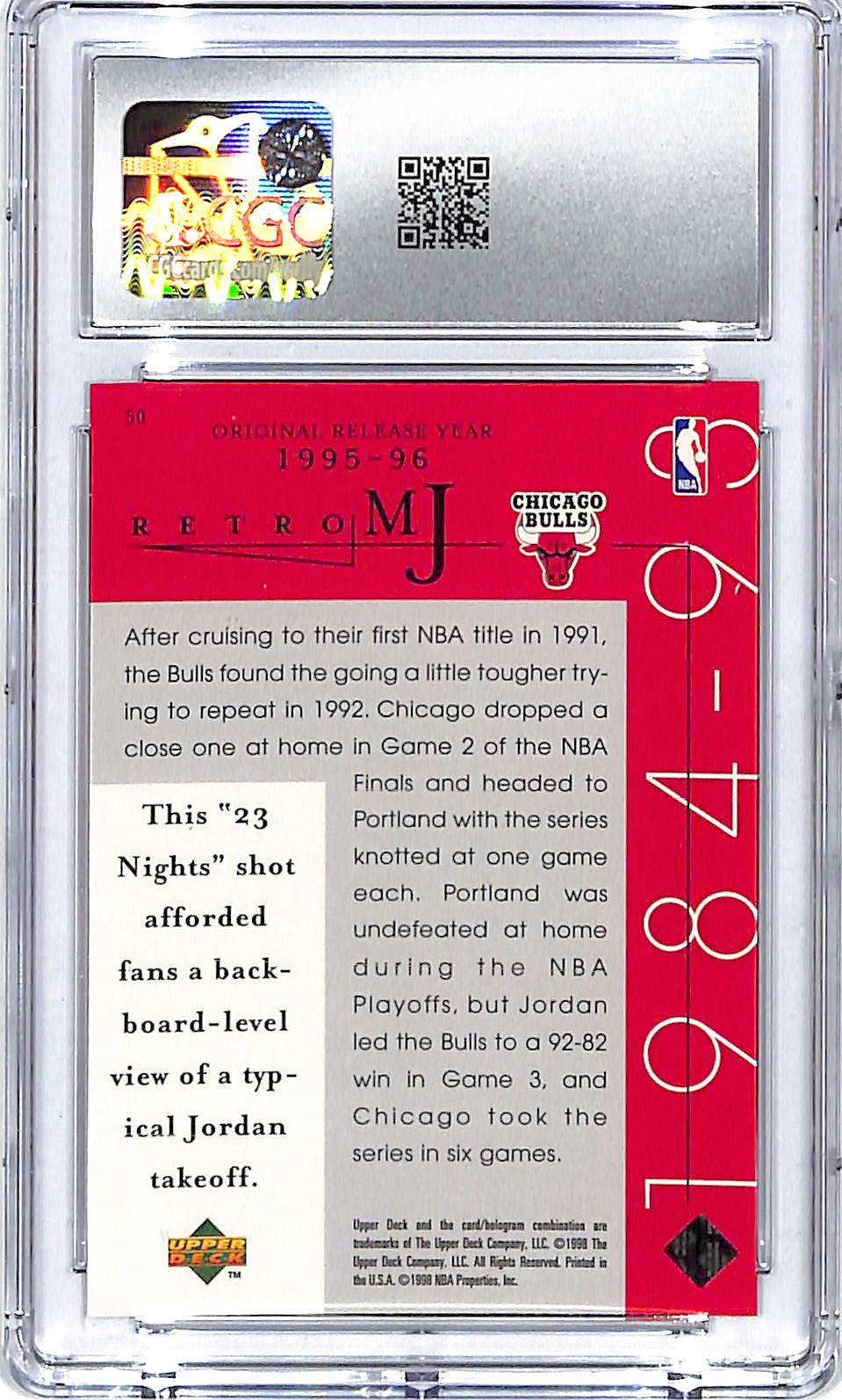 1998 Upper Deck MJ Career Collection Michael Jordan #50 CGC 9 Bulls