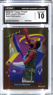 2025-25 Jaylen Brown Topps Finest Gold Refractor #2/15 #205 CGC Gem Mint 10