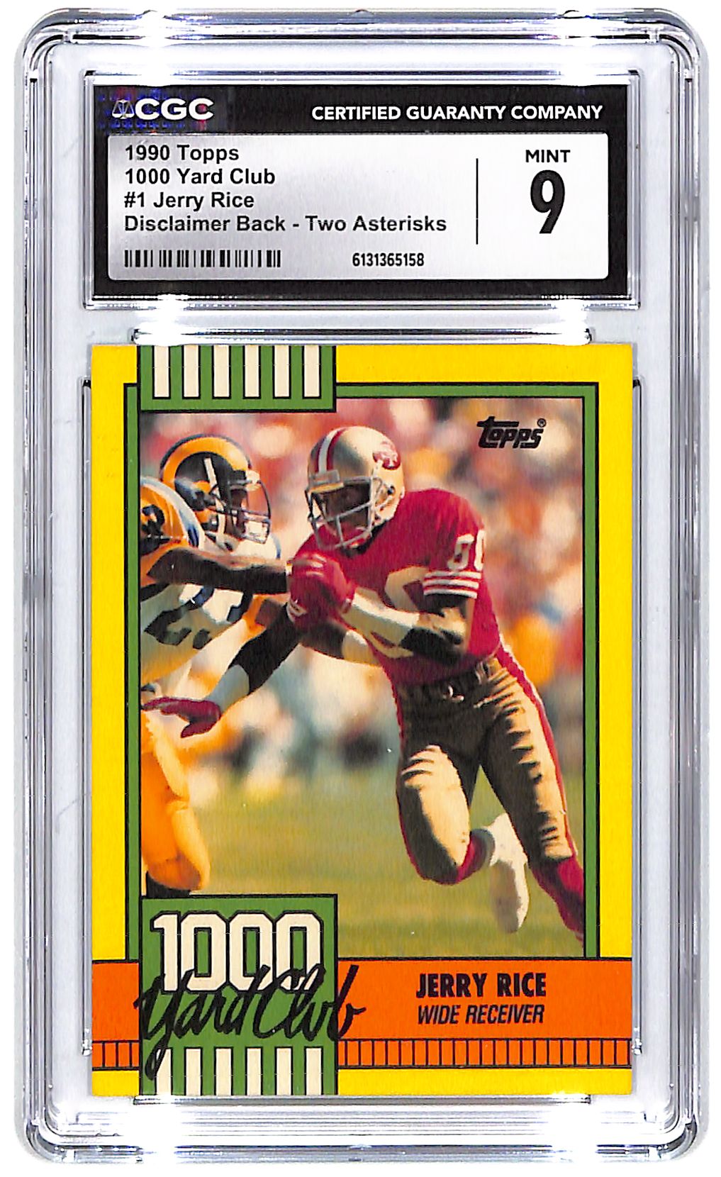 1990 Jerry Rice Topps 1000 Yard Club #1 Two Asterisk CGC Mint 9