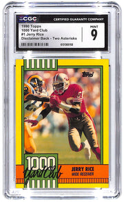 1990 Jerry Rice Topps 1000 Yard Club #1 Two Asterisk CGC Mint 9
