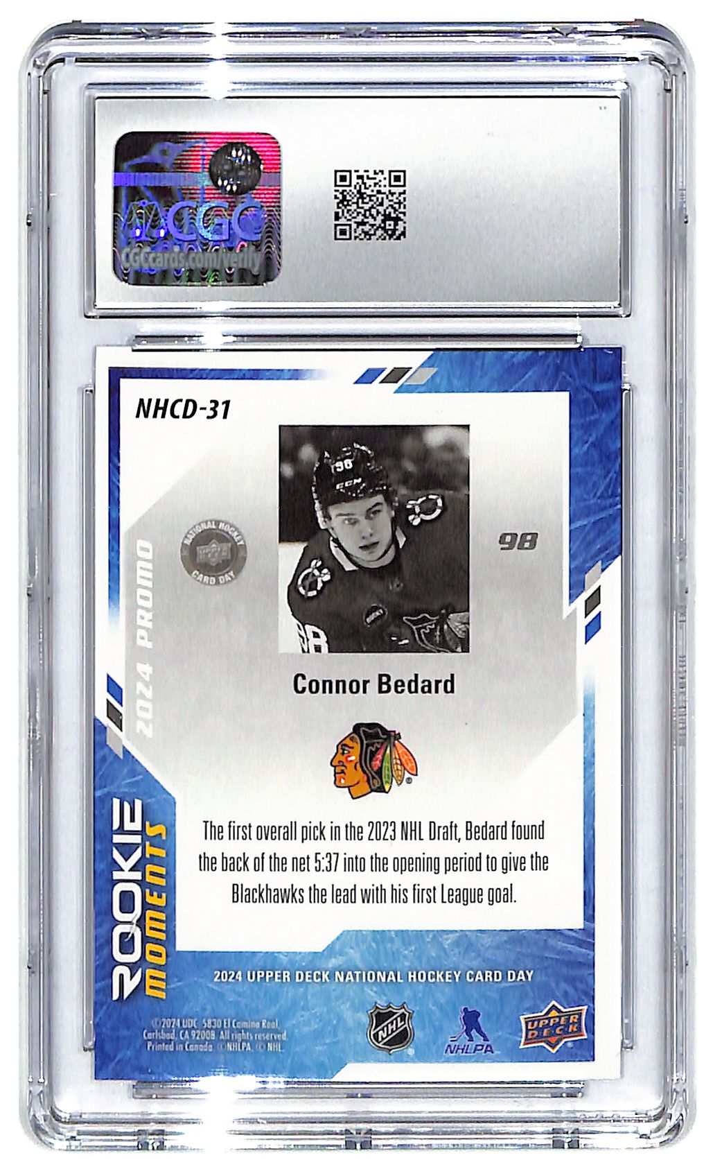 2024 Connor Bedard Upper Deck National Card Day #NHCD-31 CGC Gem Mint 10