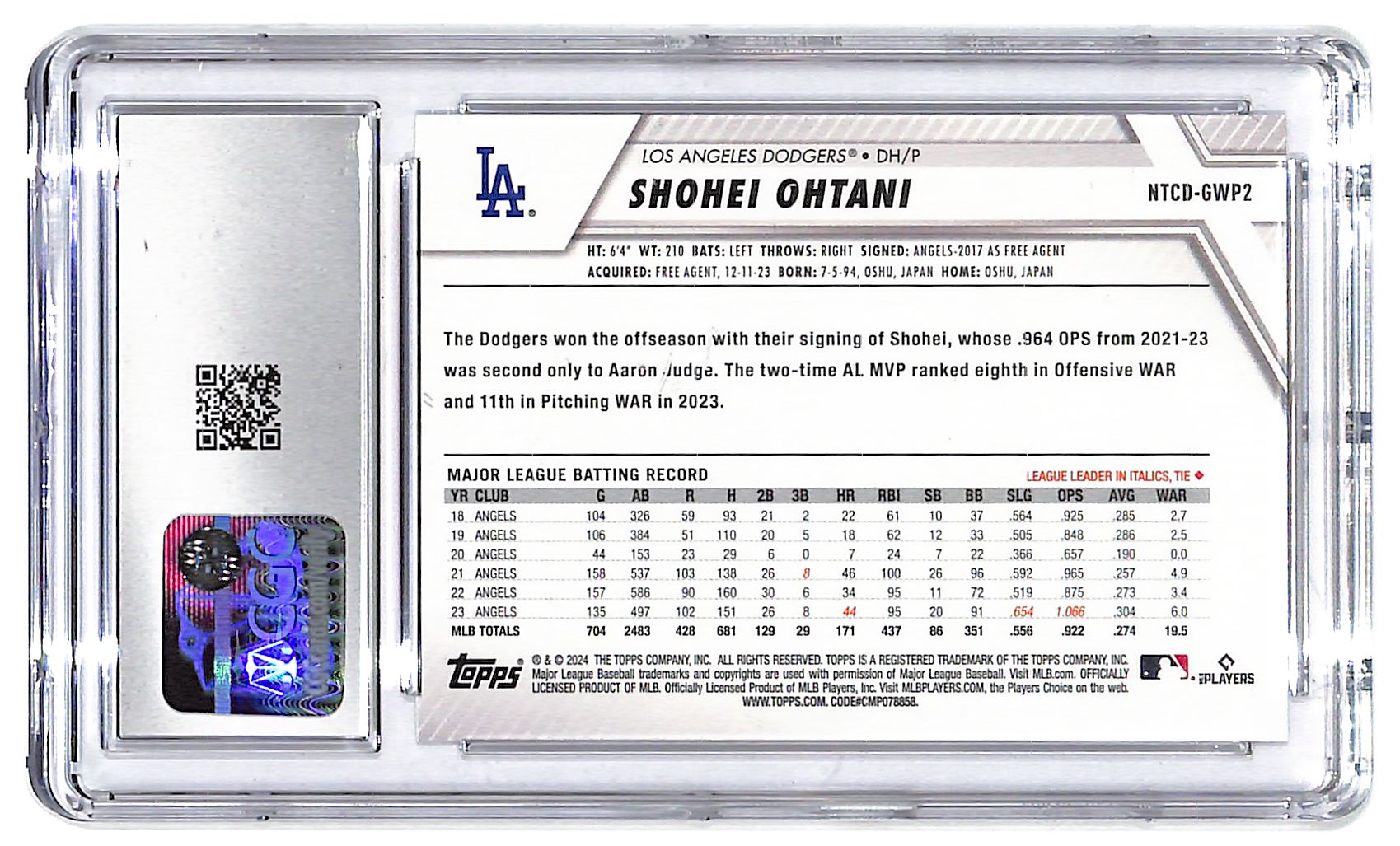 2024 Shohei Ohtani Topps National #NTCD-GWP2 CGC Gem Mint 10