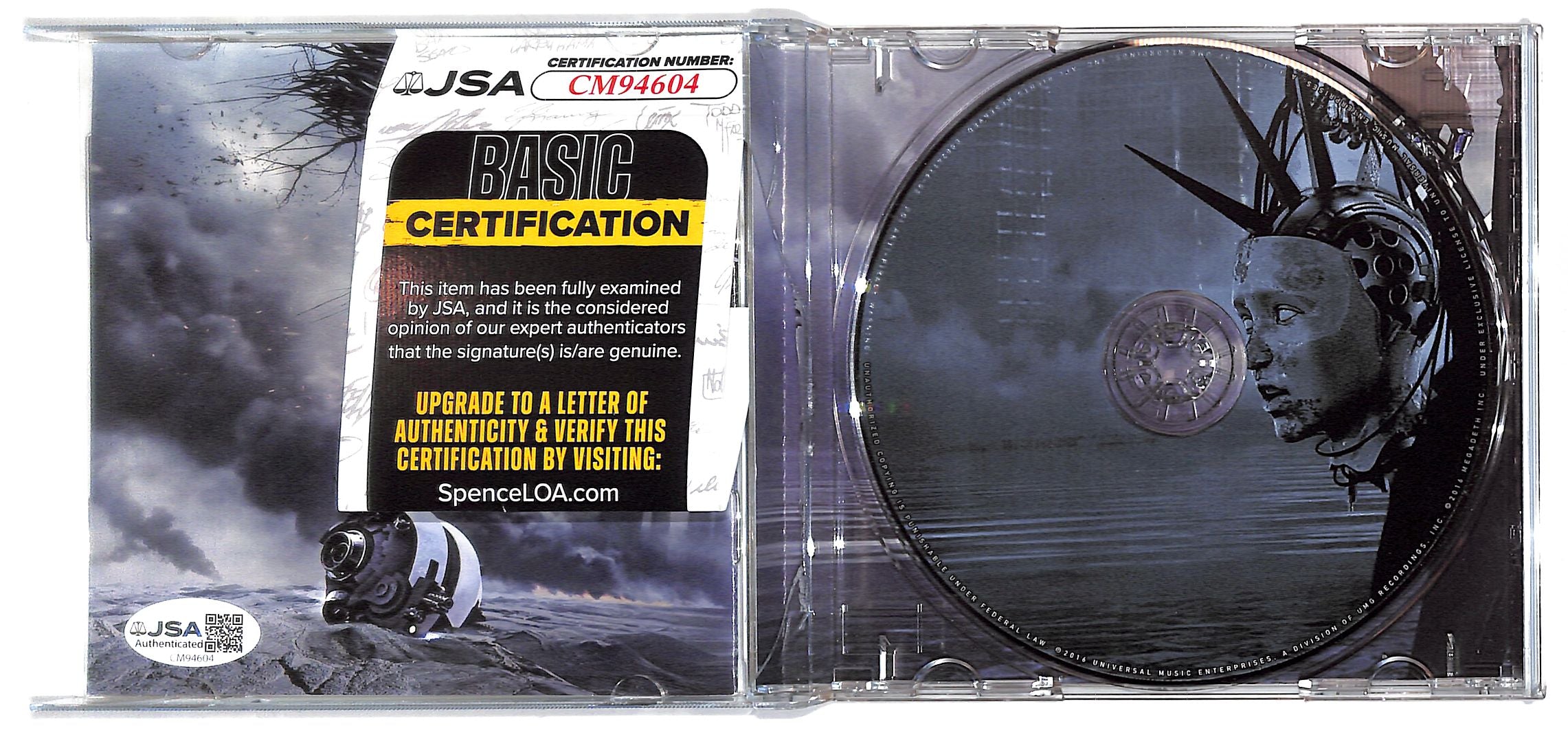 2016 Dave Mustaine Signed Megadeth Dystopia Album JSA Authentic