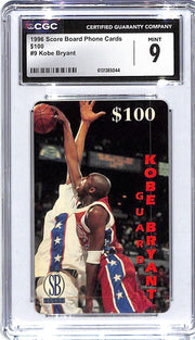 1996 Kobe Bryant Score Board Phone Card $100 #9 CGC Mint 9