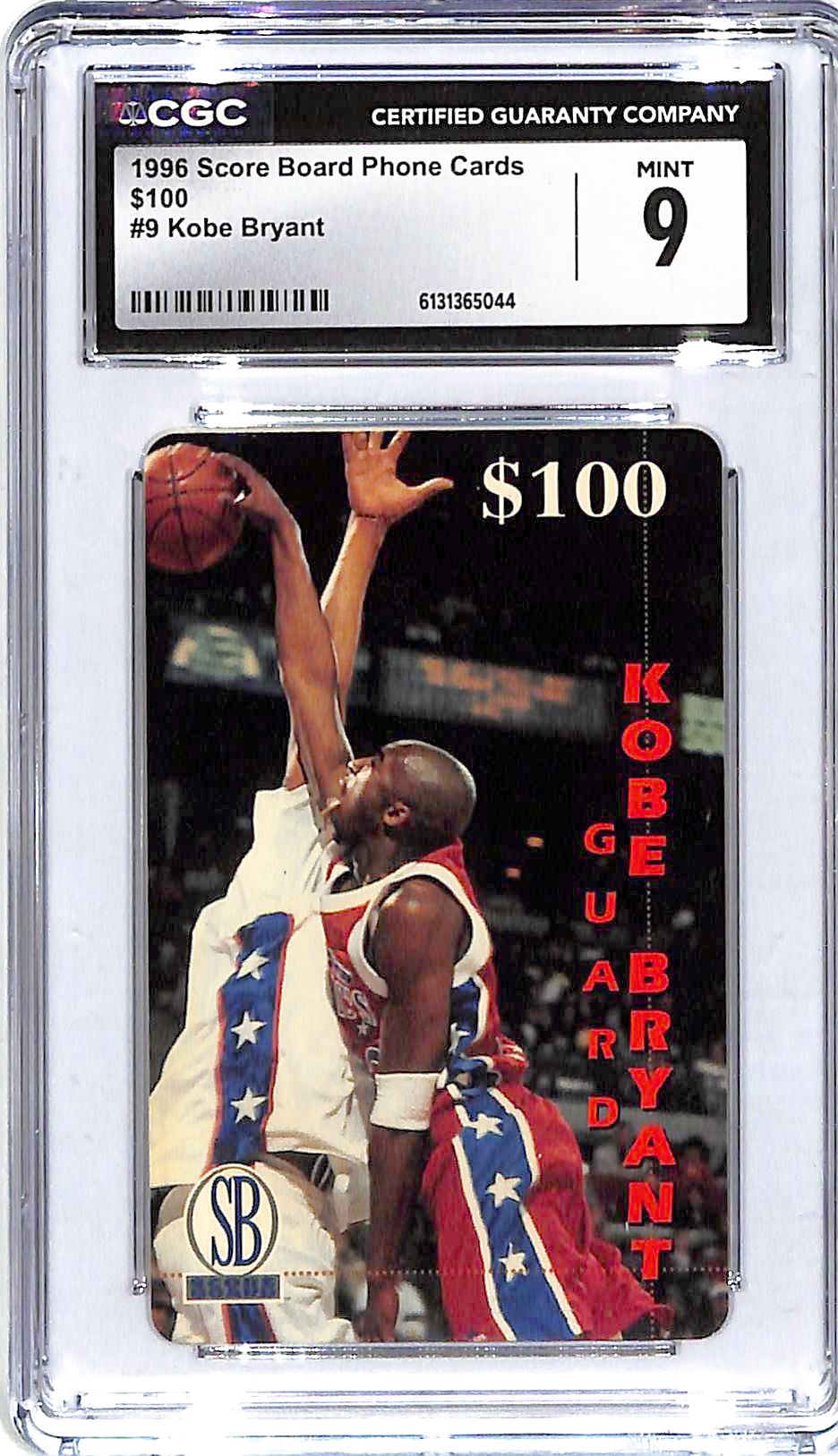 1996 Kobe Bryant Score Board Phone Card $100 #9 CGC Mint 9