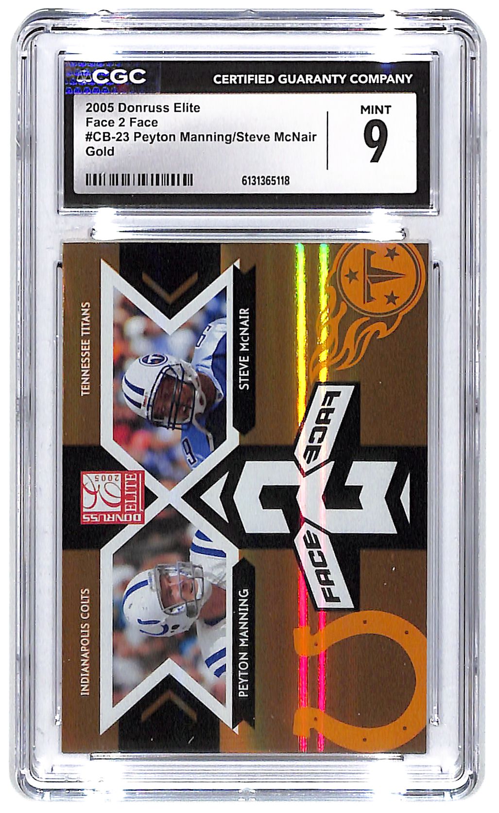 2005 Peyton Manning/McNair Donruss Elite Face 2 Face Gold #CB-23 CGC Mint 9