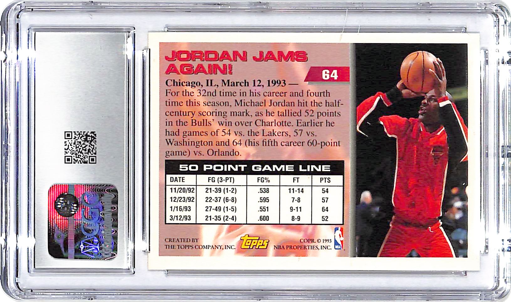 1993-94 Michael Jordan Topps #64 CGC Mint 9