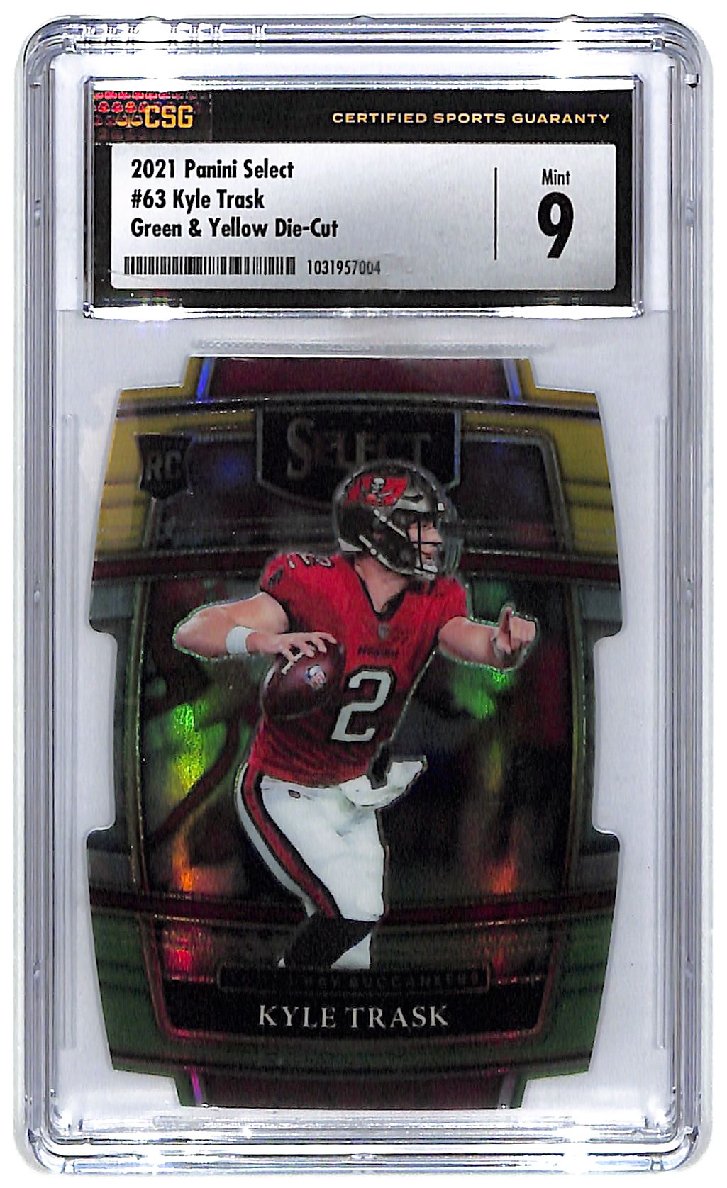 2021 Kyle Trask Panini Select Green and Yellow Die-Cut #63 CGC Mint 9