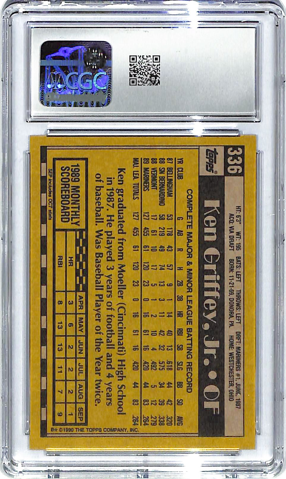 1990 Ken Griffey Jr. Topps #336 CGC Mint 9