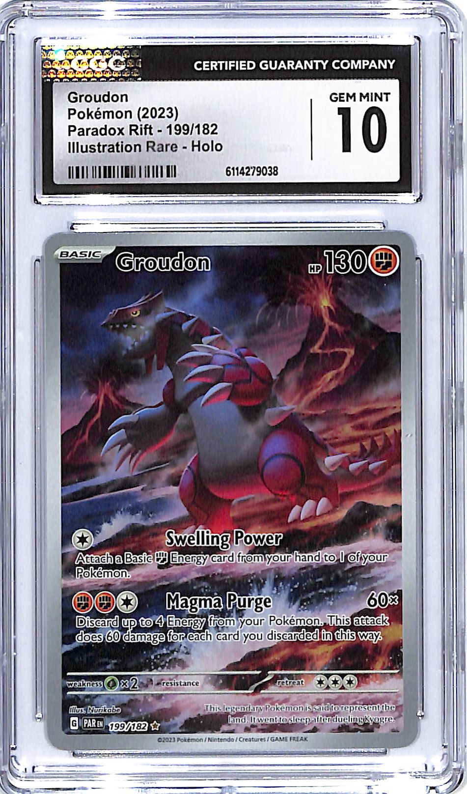 Pokemon Paradox Rift Groudon Illustration Rare 199 CGC 10