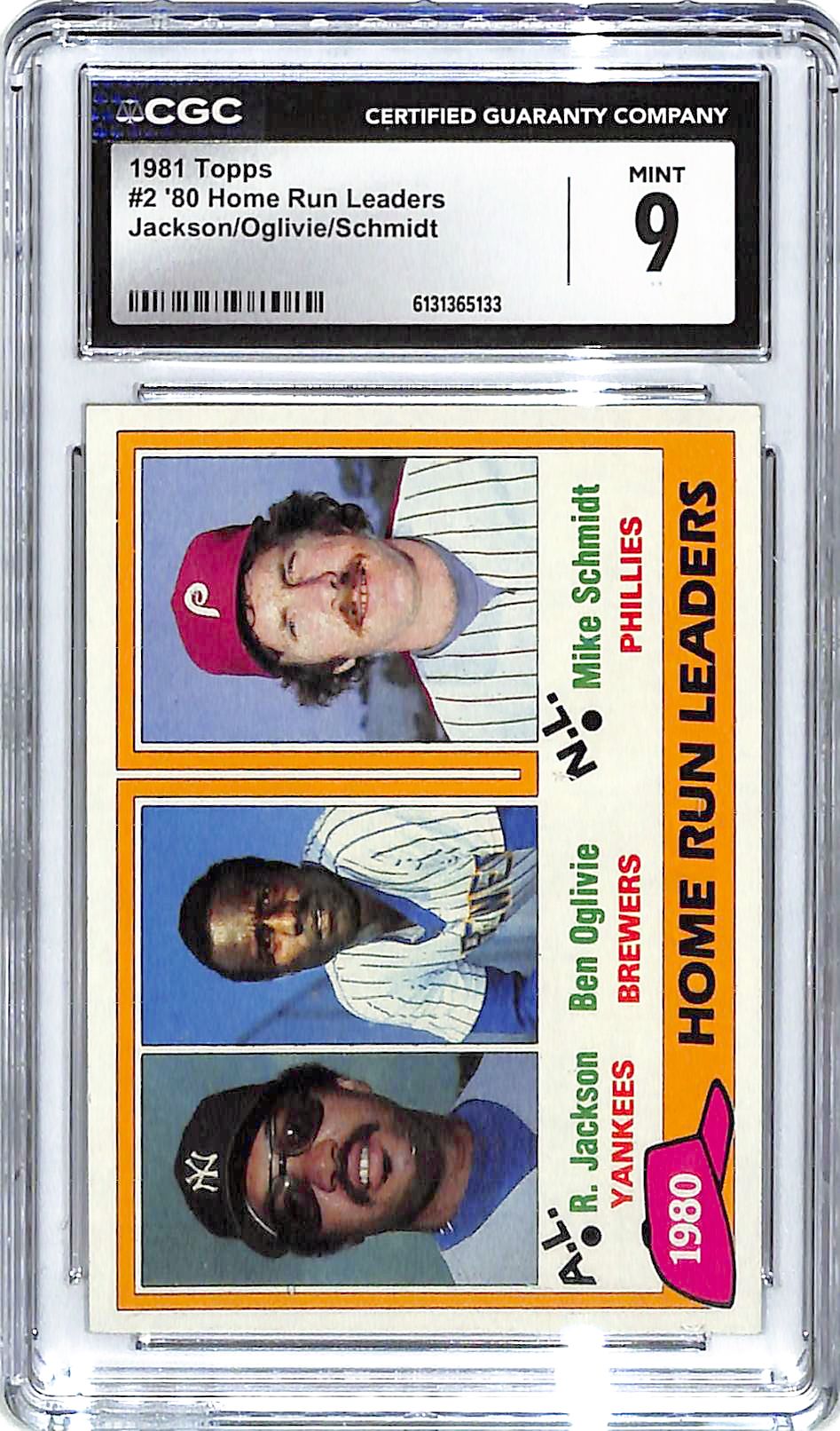 1981 Jackson/Oglivie/Schmidt Topps '80 Home Run Leaders #2 CGC Mint 9