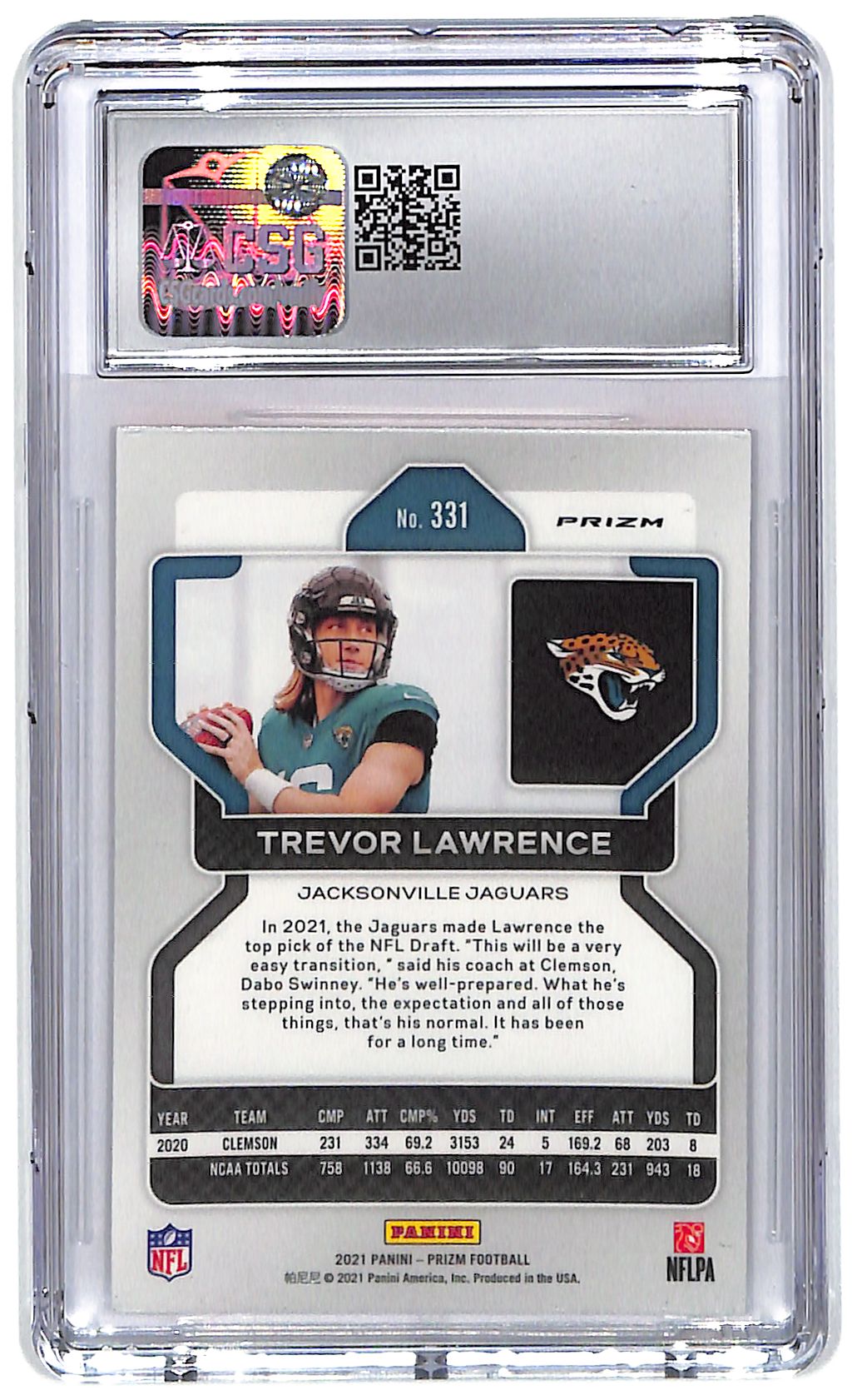 2021 Travor Lawrence Panini Prizm Disco #331 CGC Mint 9 (RC)