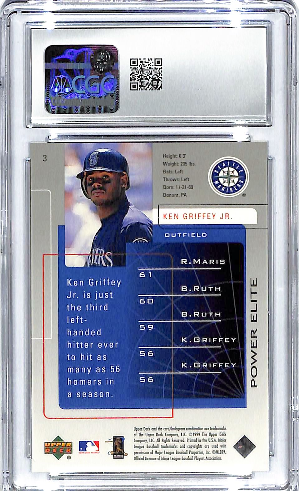 1999 Ken Griffey Jr. Upper Deck Challengers for 70 #3 CGC Gem Mint 10