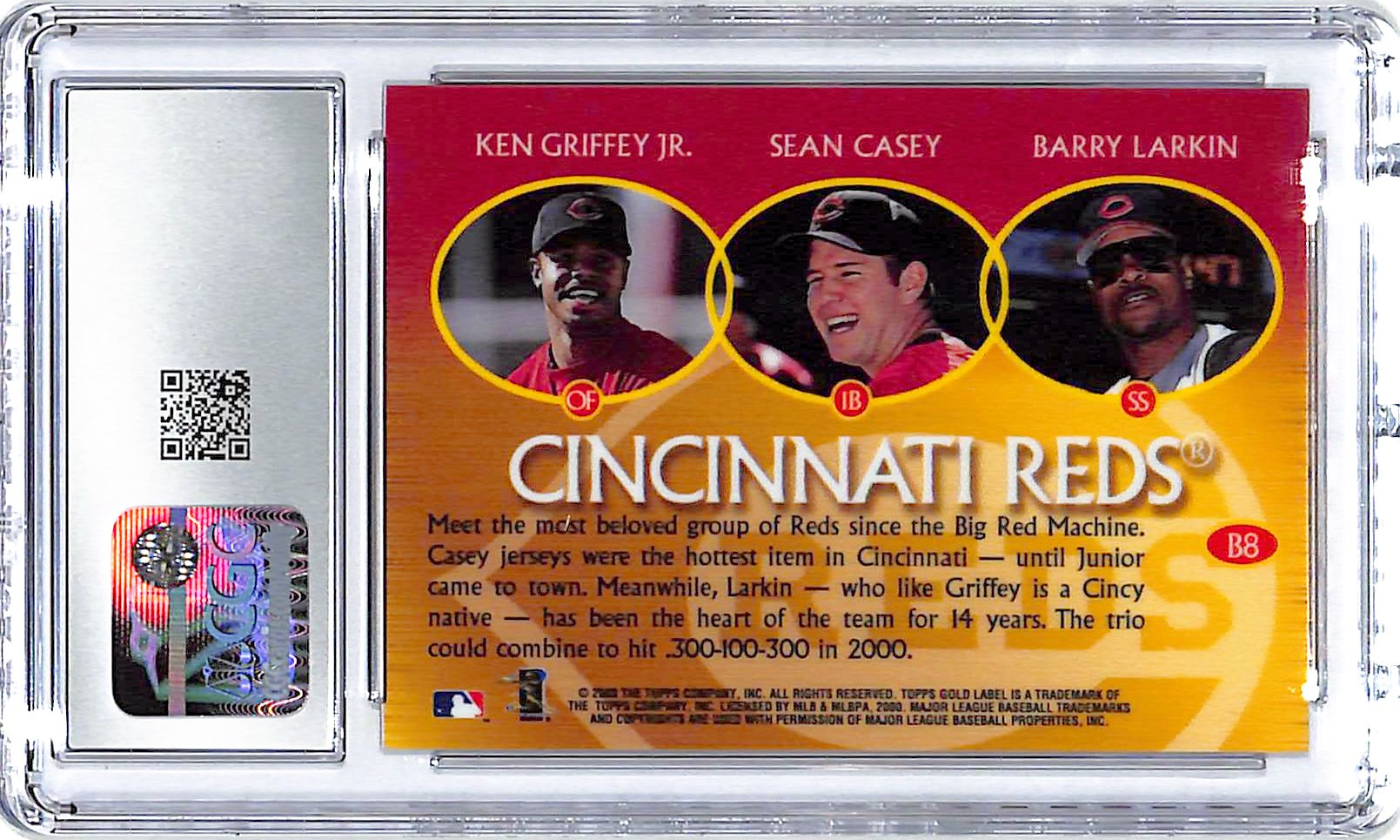 2000 Griffey Jr./Larkin/Casey Topps Gold Label Bullion #B8 CGC Mint 9