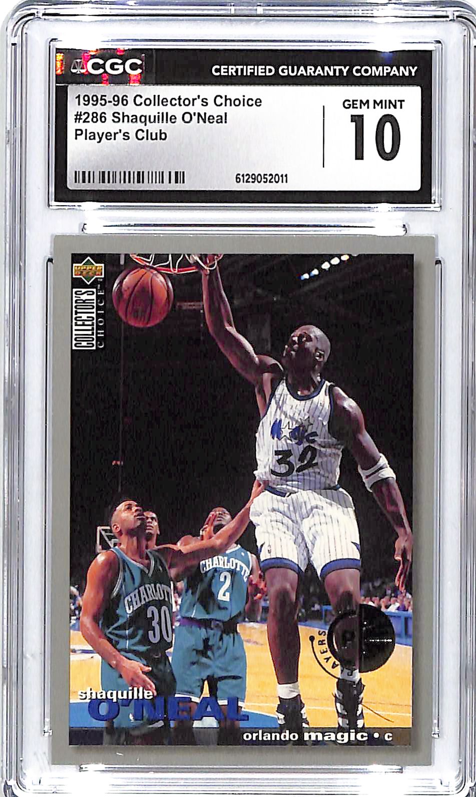 1995-96 Shaquille O'Neal Collector's Choice Player's Club CGC Gem Mint 10