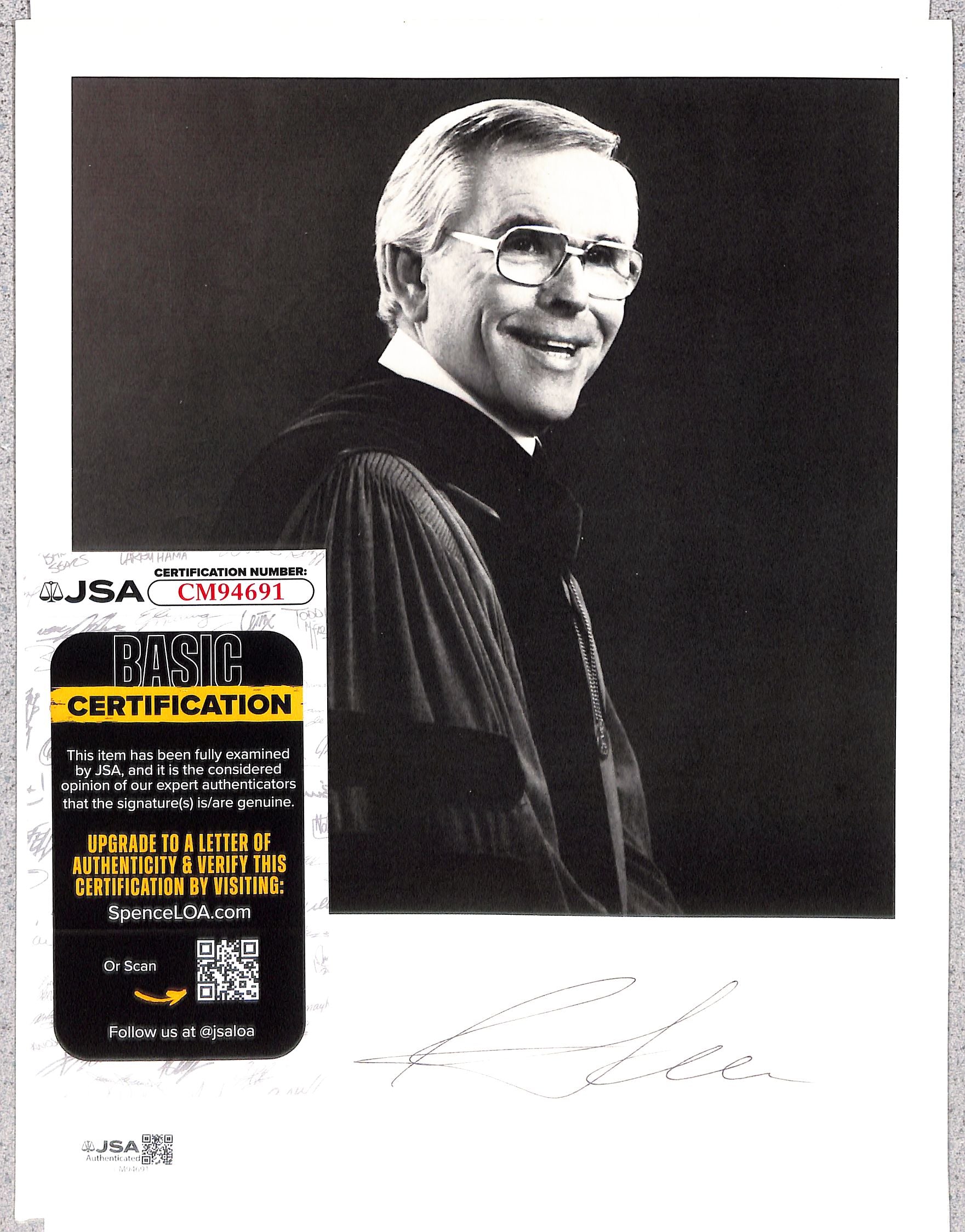 Robert Schuller Signed Photo JSA Authentic
