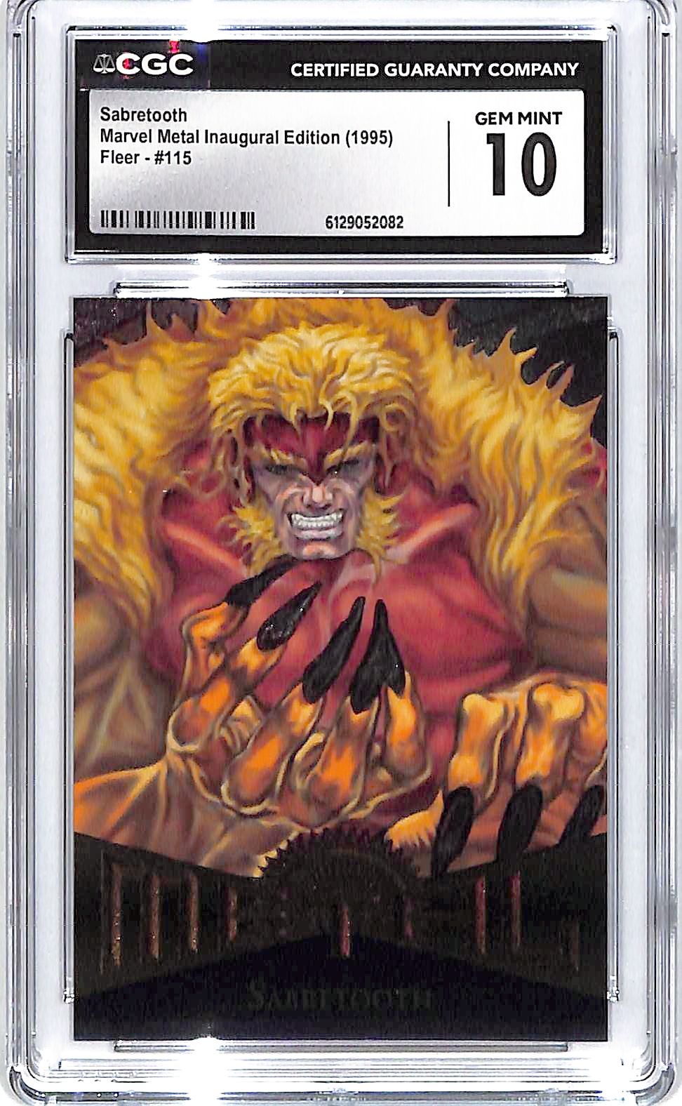 1995 Sabretooth Fleer Marvel Metal Inaugural Edition #115 CGC Gem Mint 10