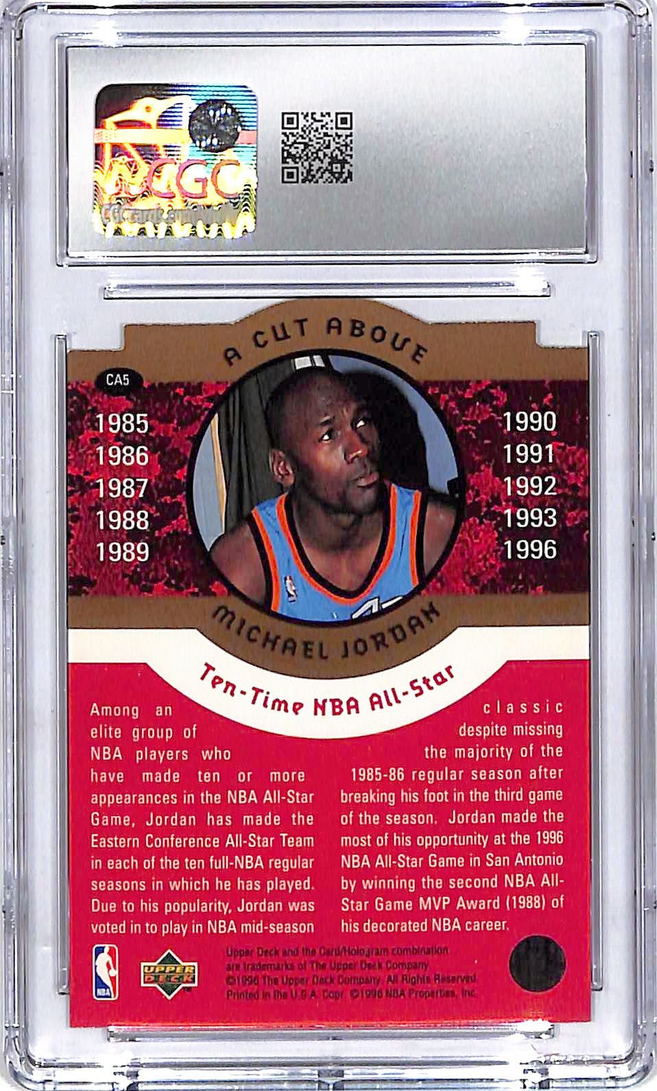 1996-97 Collector's Choice Michael Jordan A Cut Above CA5 CGC 9 Bulls