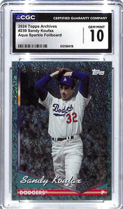 2024 Sandy Koufax Topps Archives Aqua Sparkle #239 CGC Gem Mint 10