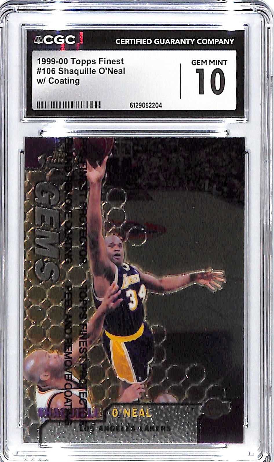 1999-00 Shaquille O'Neal Topps Finest w/ Coating #106 CGC Gem Mint 10