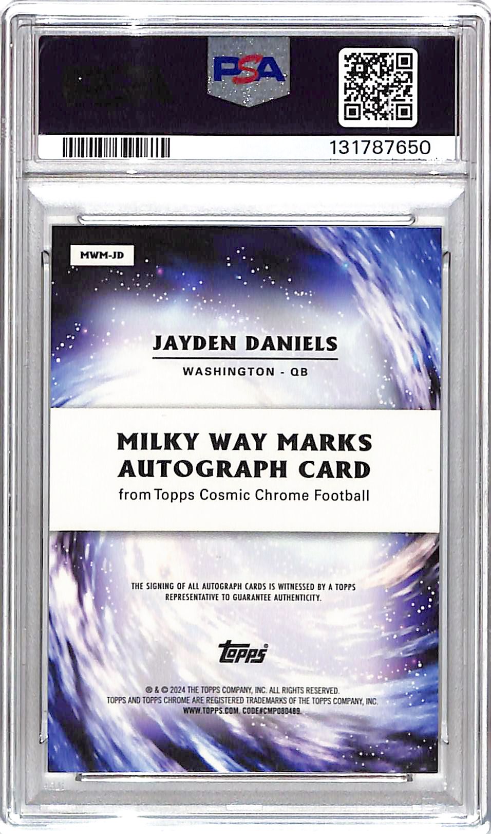 2024 Topps Chrome Cosmic Jayden Daniels Auto Autograph Rookie RC Milky Way Gold PSA 9 /50