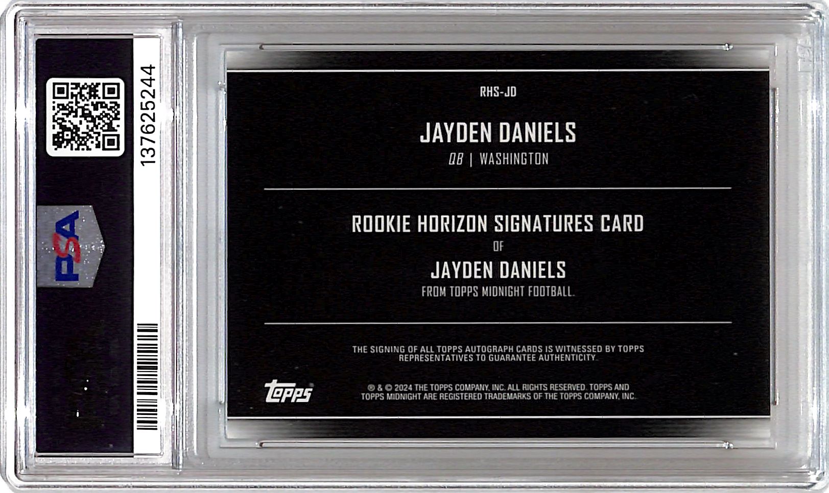 2024 Topps Midnight Jayden Daniels Auto Autograph Rookie RC Twilight PSA 9 /99