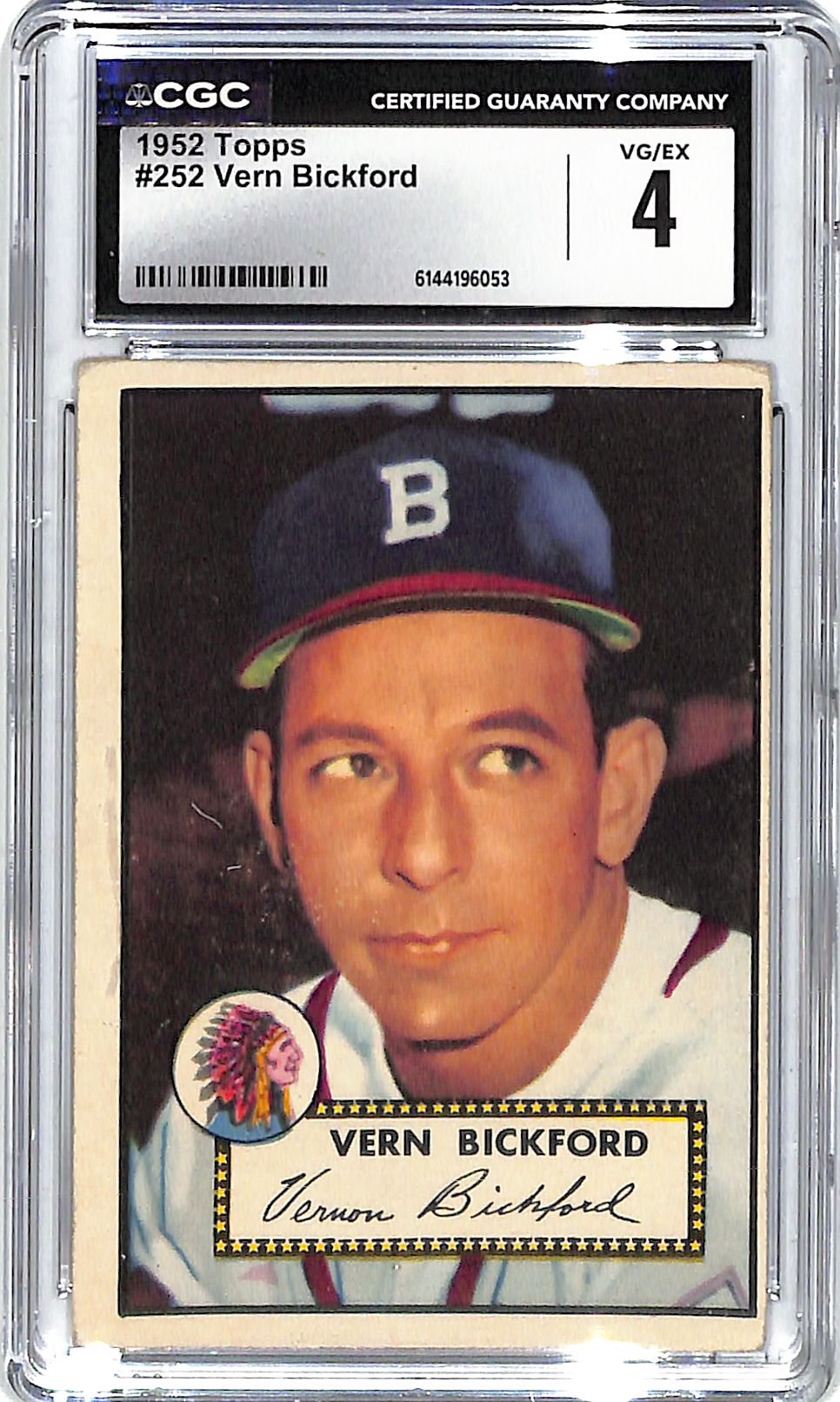 1952 Vern Bickford Topps #252 CGC Very Good 4